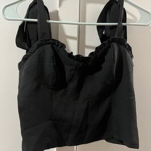 Black Ruffled Crop Top